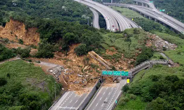 A 2010 landslide in Taiwan, where researchers gathered their data. Photograph: National Airborne Service Corps/AP