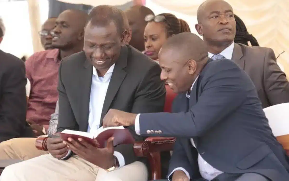 President William Ruto with Kikuyu MP Kimani Ichung'wah at a past event.The MP wants Ruto to reward pastors for supporting him.Photo/Courtesy