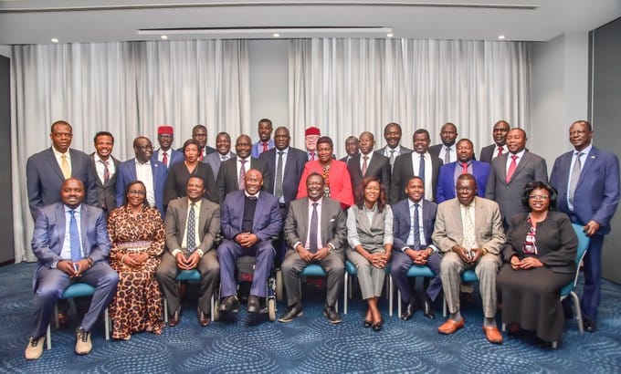 Prime Cabinet Secretary Musalia Mudavadi with MPs from western Kenya .Photo/Courtesy
