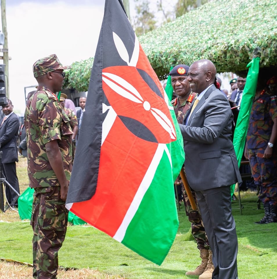 President William Ruto when he flagged off the KDF peace keeping mission to DR Congo.Photo/State House Kenya