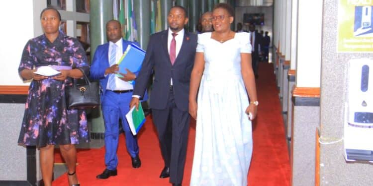 Embattled Meru Governor Kawira Mwangaza makes way out of the Senate chambers after her impeachment hearings.Photo/Courtesy