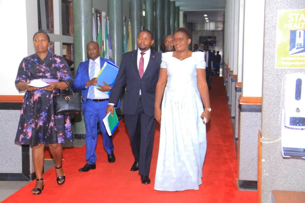 Embattled Meru Governor Kawira Mwangaza makes way out of the Senate chambers after her impeachment hearings.Photo/Courtesy