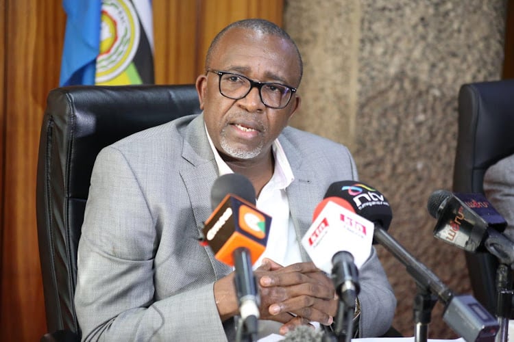Agriculture CS Mithika Linturi addresses a news conference at his office on Friday.Photo/Courtesy