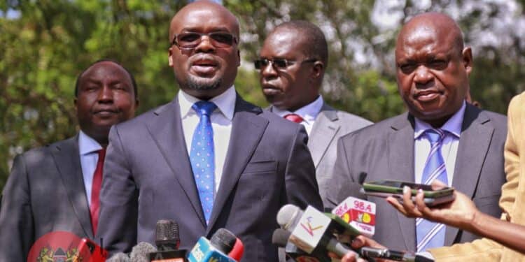 Interior Cs Raymond Omollo Addressing The Press At The Kicd.photo/Micng