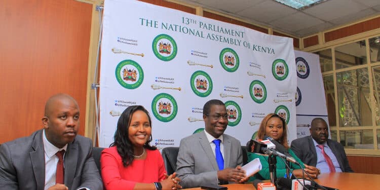 Minority leader Opiyo Wandayi with other members of Azimio during a press briefing in parliament on December 8, 2022 .Photo/Courtesy