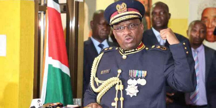 National Police Service Inspector General Japhet Koome during a past press briefing. PHOTO/COURTESY.