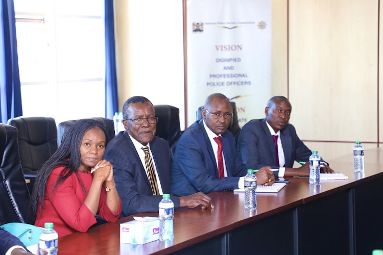 The Chairman of the National Task Force to oversee reforms at the National Police Service and Kenya Prisons Service David Maraga meeting with National Police Service Commission.
Photo: NPSC