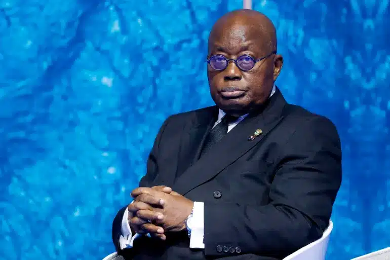 Ghanaian president Nana Akufo-Addo. He has ascribed the country's economic mess to the Russia-Ukraine war. 
Image: Ludovic Marin/AP