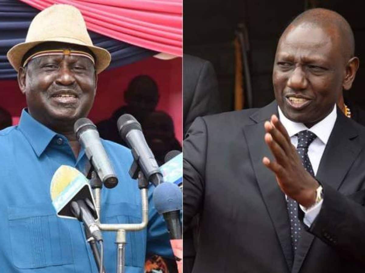 A photo collage of former Prime Minister Raila Odinga and President William Ruto.PHOTO/COURTESY
