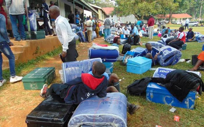 Form One students wait for admission at a school.Photo/Courtesy