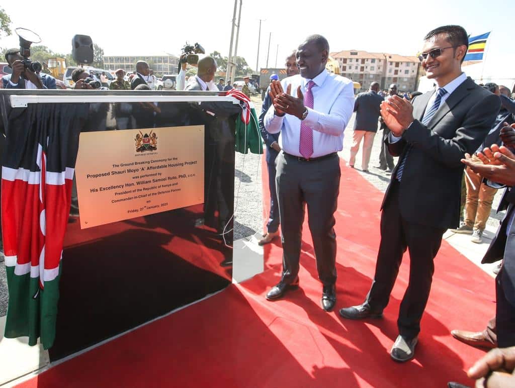 President William Ruto during the groundbreaking ceremony of the affordable housing project in Shauri Moyo, Nairobi. Photo/Courtesy