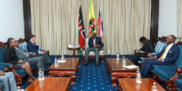 President William Ruto and World Athletics President Sebastian Cloe during their meeting at State House, Nairobi. Photo/State House