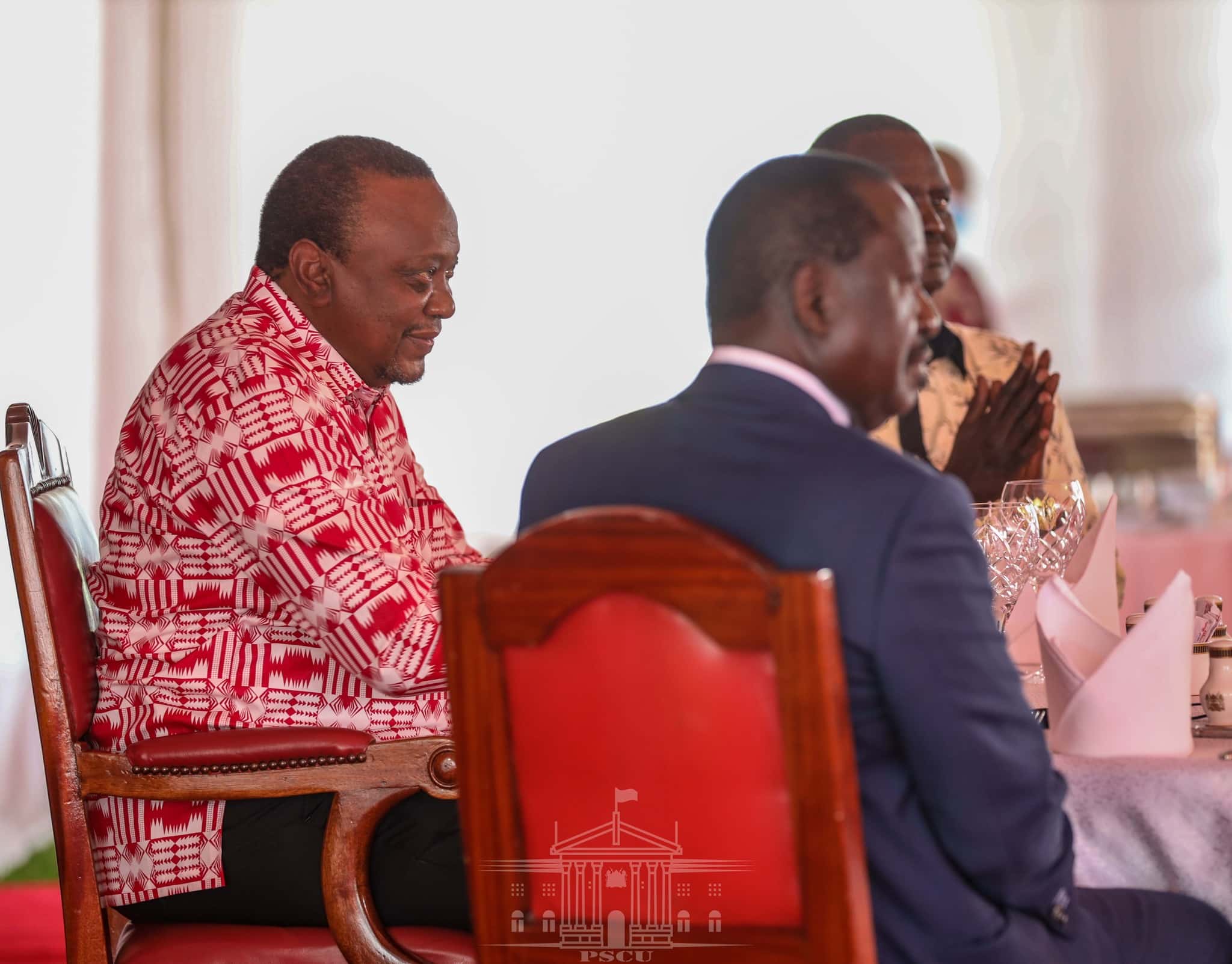 Former President Uhuru Kenyatta chairs a past Azimio council meeting.He is set to quit as the Azimio council chairman.Photo/PSCU