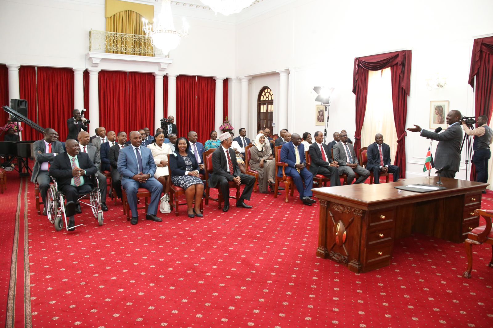 Presiding William Ruto with 30 MPs from the Jubilee party. PHOTO/COURTESY