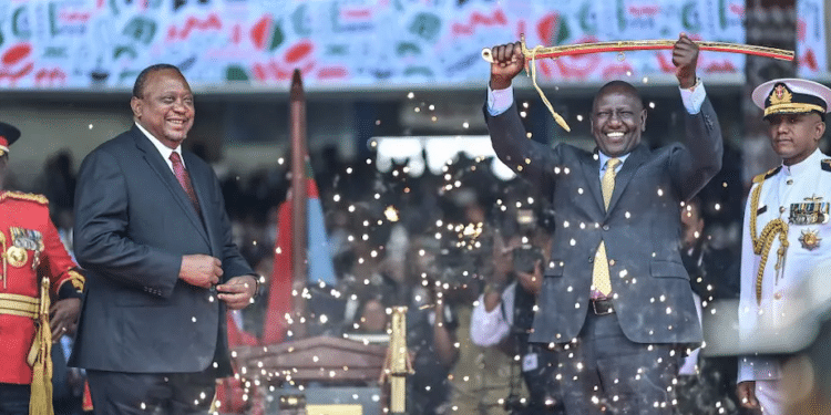 William Ruto is sworn-in as Kenya’s president in September 2022. Former President Uhuru Kenyatta looks on | Tony Karumba/AFP via Getty Images