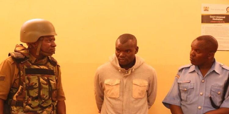 Patrick Nyapara, an Administration Police officer when he appeared before Justice William Musyoka at Kakamega County Law Courts in 2019:PHOTO/COURESY.