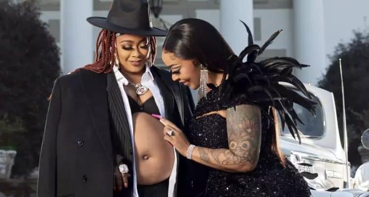 Heavily pregnant Da Brat with her wife, Harris Dupart : PHOTO/Courtesy