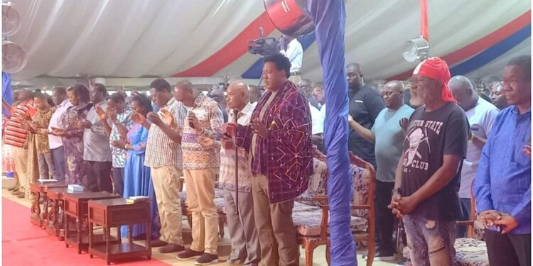Azimio la Umoja leaders during a past rally at Jacaranda grounds in Embakasi.PHOTO/COURTESY