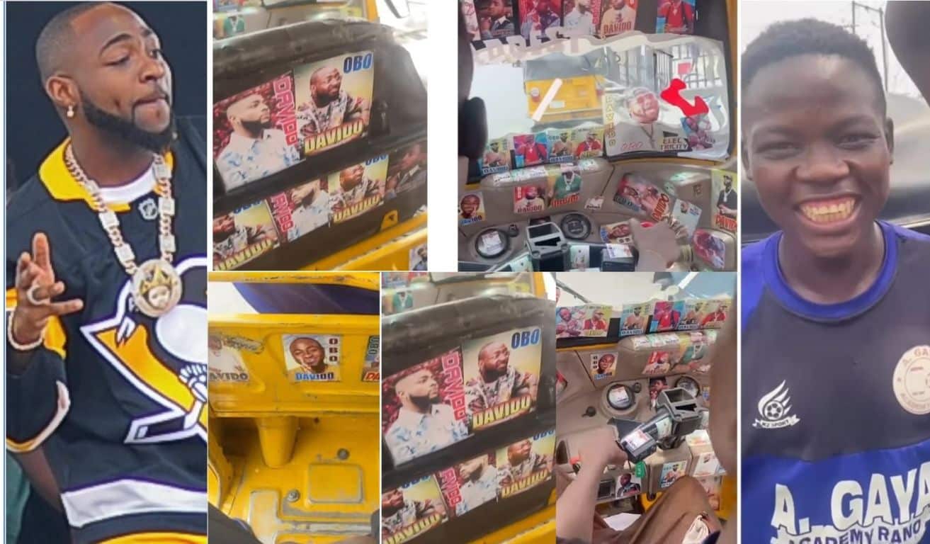 a Collage of Davido, the Tricycle and Musa :PHOTO/Courtesy