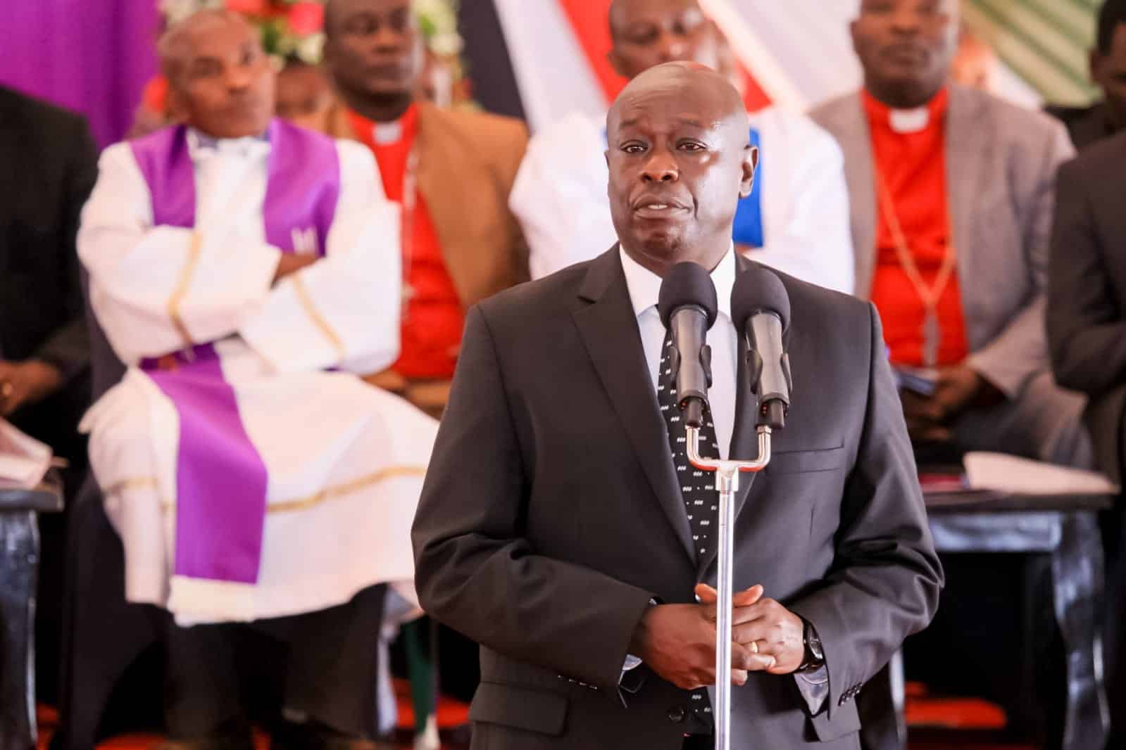 Deputy President Rigathi Gachagua during the burial of his brother in law in Muranga.Photo/DPPS