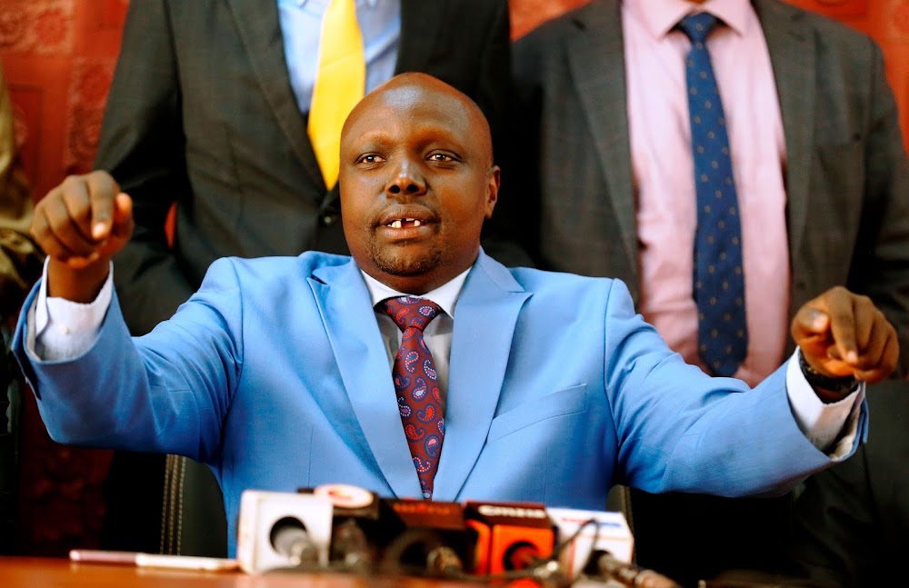 Pokot South MP David Pkosing addresses journalists at a past press briefing PHOTO/Courtesy