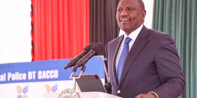 President William Ruto during the Kenya Police Sacco 50th Anniversary Celebrations and opening of Police Sacco Stadium in South C, Nairobi County.Photo/PCS