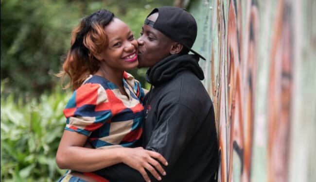 A photo collage of sprinter Ferdinand Omanyala and his wife Laventa Omanyala.PHOTO/COURTESY