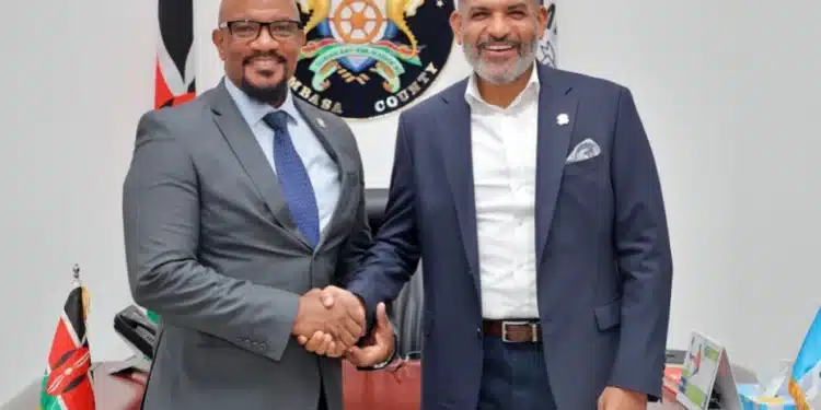 Actor Ken Ambani with the Mombasa Governor Abdulswamad Sharif Nassir :PHOTO/Courtesy