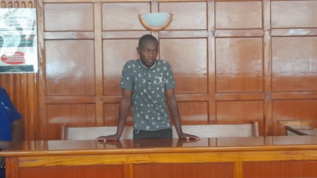 Boda Boda rider Philip Mweteli before court where he was charged with offence of rider a motorcycle without licence,knocking down Banissa Mp Kulow Hassan Maalim. /COURTESY