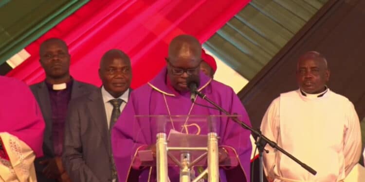 Bishop Paul Korir of the ACK Kapsabet diocese and other religious leaders during a church service.PHOTO/COURTESY