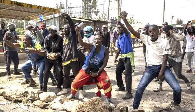 Protestors in Nairobi during the Monday, March 20 Azimio nationwide mass protestors.PHOTO/COURTESY