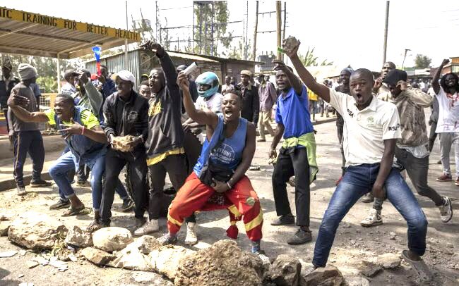 Protestors in Nairobi during the Monday, March 20 Azimio nationwide mass protestors.PHOTO/COURTESY