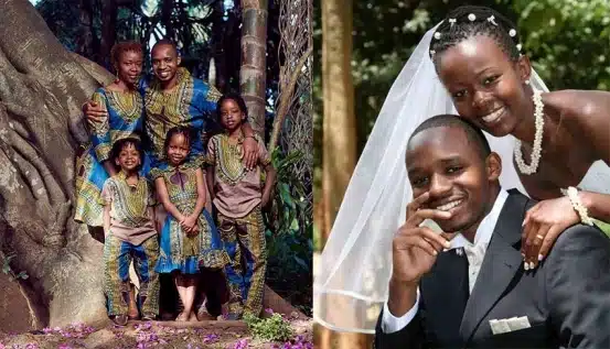 Boniface Mwangi with Njeri Mwangi and their children :PHOTO/Courtesy