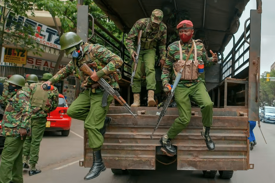 Police officers from Kenya’s General Service Unit get ready to disperse demonstrators protesting against police brutality in Nairobi in July 2020 | Tony Karumba/AFP via Getty Images)