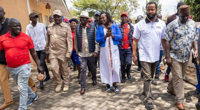 ODM leader Raila Odinga arrives for a public rally in Nakuru on Monday 16, 2023.Photo/Courtesy