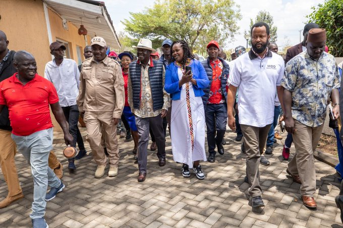 ODM leader Raila Odinga arrives for a public rally in Nakuru on Monday 16, 2023.Photo/Courtesy