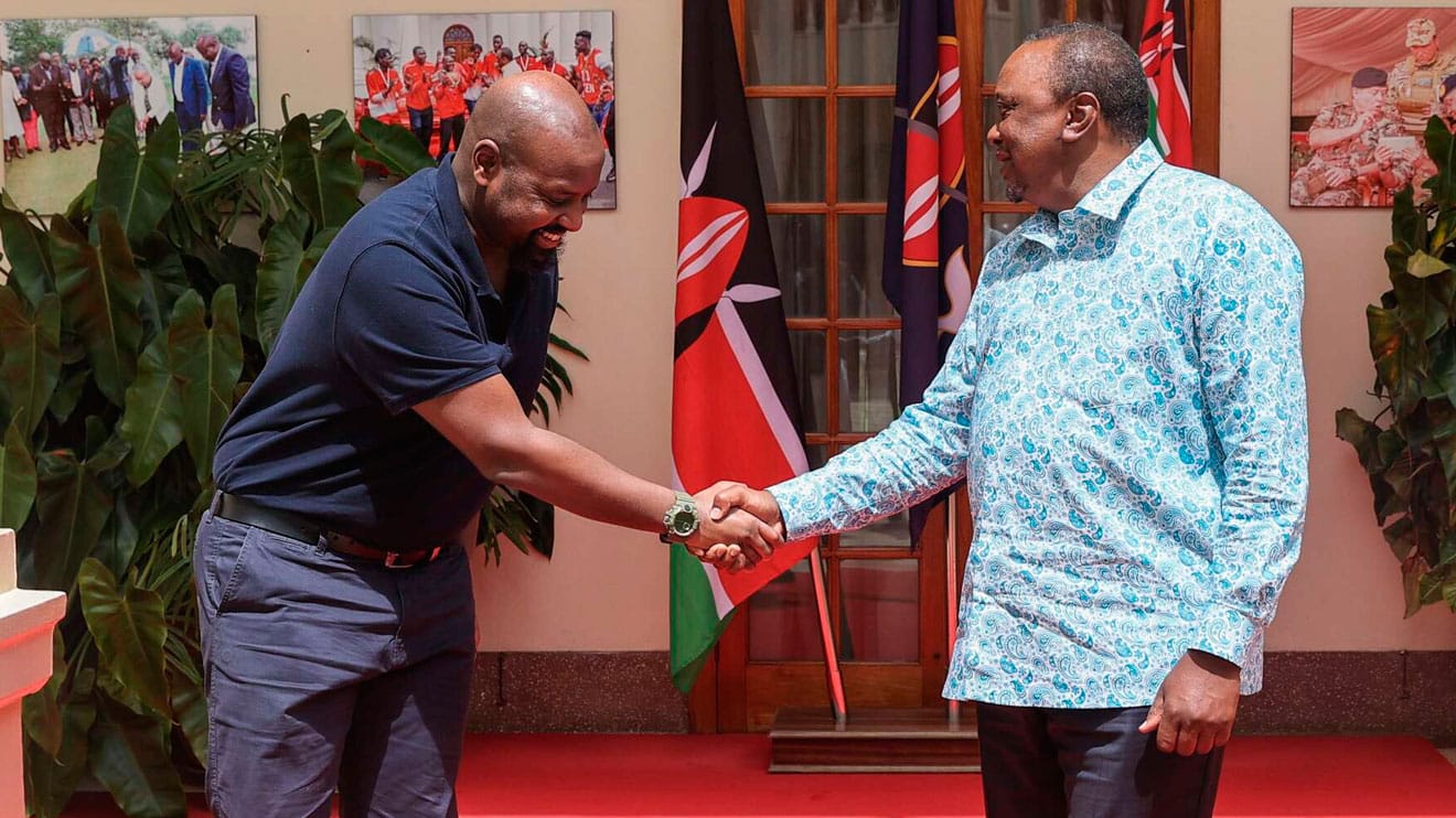 Former President Uhuru Kenyatta (R) with General Muhoozi (L) :PHOTO/Courtesy