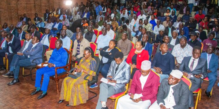 Azimio leaders during a town hall forum at the Ufungamano house in Nairobi.Photo/Courtesy