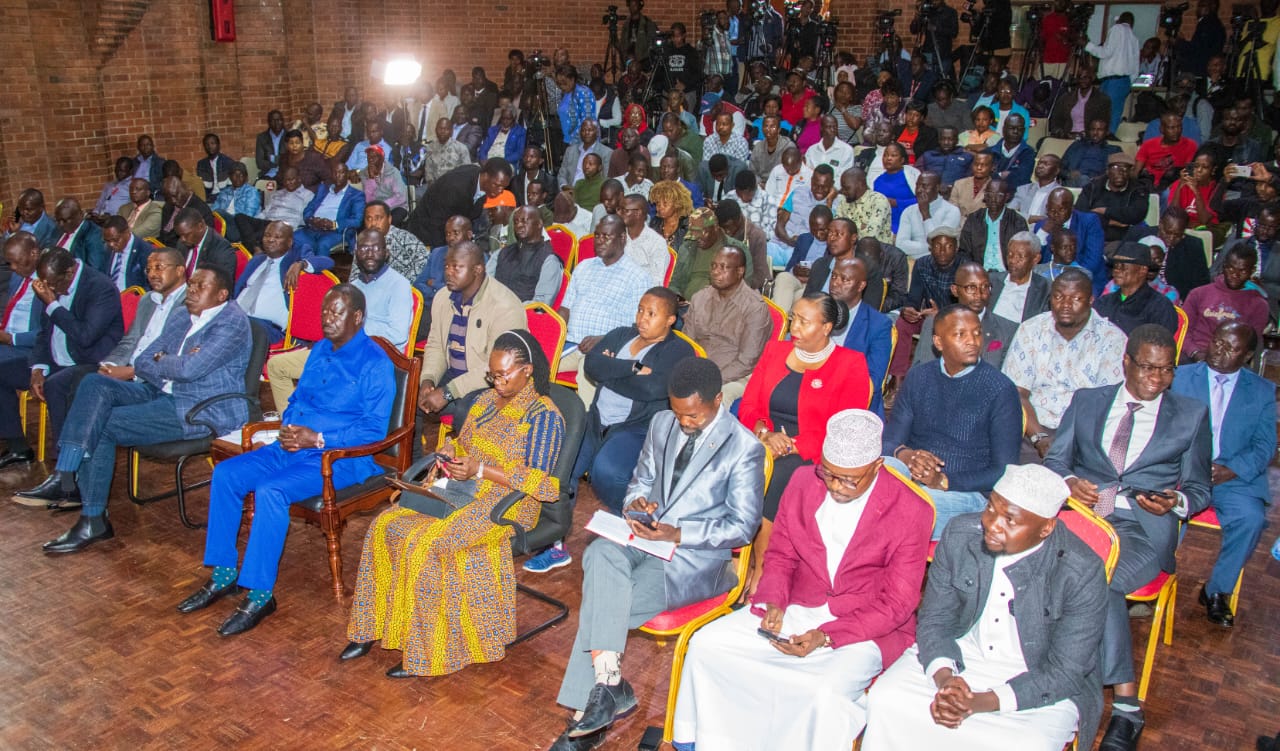 Azimio leaders during a town hall forum at the Ufungamano house in Nairobi.Photo/Courtesy