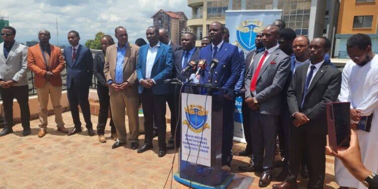 KMPDU officials at a past press conference.Photo/KMPDU