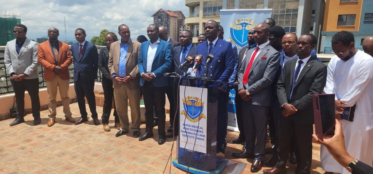 KMPDU officials at a past press conference.Photo/KMPDU
