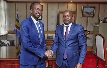 Somali Interior Minister Mohamed Ahmed Sheikh with and Kenya's Interior Cs Kithure Kindiki.

Photo Courtesy