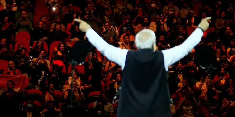 Indian Prime Minister Narendra Modi delivers a speech during an event in Sydney, Australia on May 23, 2023 | AP Photo/Mark Baker