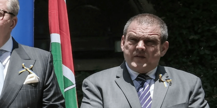Romanian Ambassador to Kenya Dragos Tigau at a press conference in Nairobi on March 3, 2022 | Yasuyoshi Chiba/AFP via Getty Images