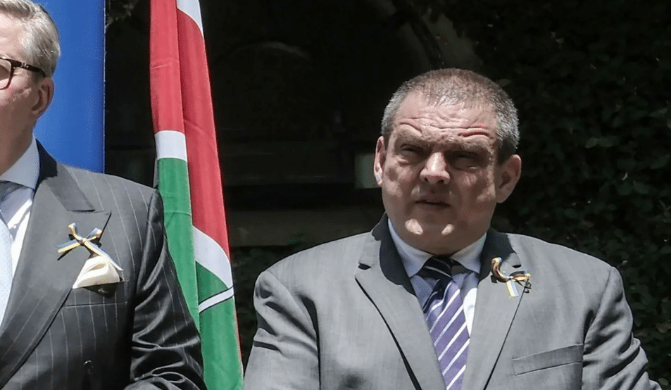 Romanian Ambassador to Kenya Dragos Tigau at a press conference in Nairobi on March 3, 2022 | Yasuyoshi Chiba/AFP via Getty Images