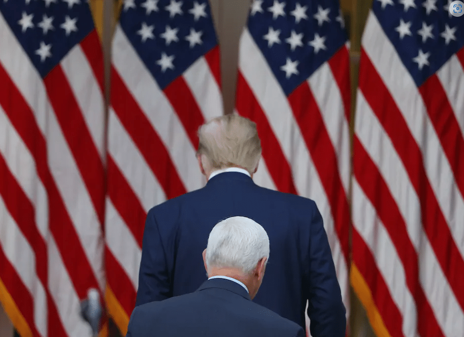 Former President Donald Trump and former Vice President Mike Pence appear together in November 2020 | Tasos Katopodis/Getty Images