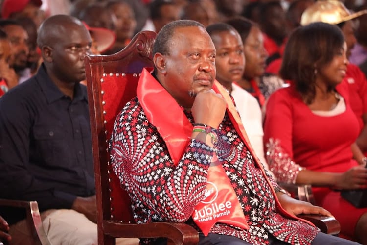 Former President Uhuru Kenyatta during the Jubilee NDC at Ngong Racecourse on May 22.