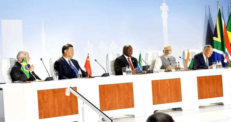 BRICS leaders announce the outcomes of the XV BRICS Summit, at the Sandton Convention Centre, Johannesburg, 24 August 2023. Official media of 15th BRICS Summit