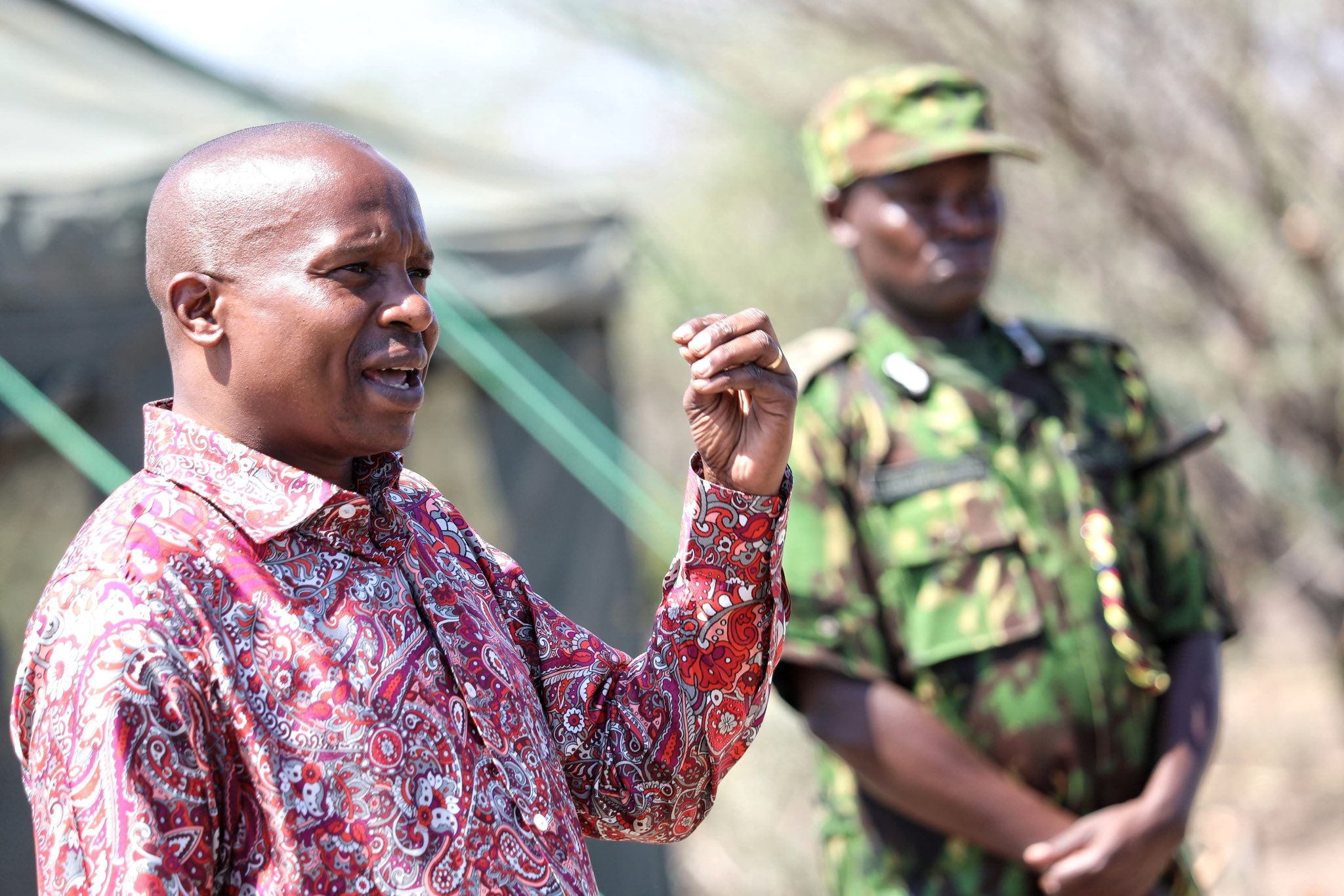 Interior CS Kithure Kindiki during the opening of the Akwichatis General Service Unit (GSU) Camp in Silale Ward, Tiaty Constituency.
