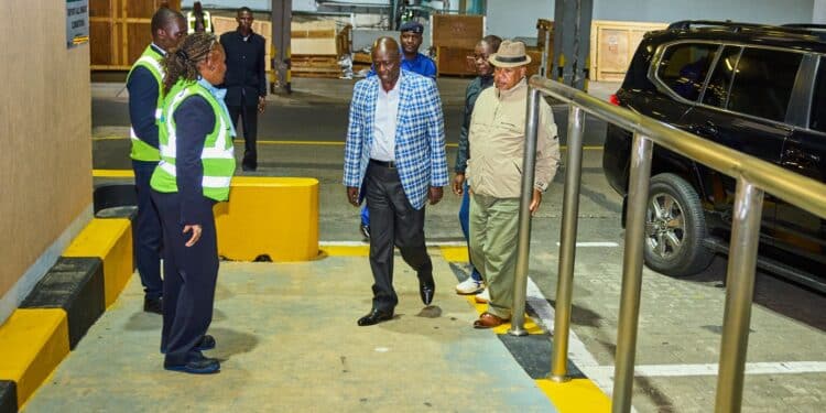 Deputry President Rigathi Gachagua (right) at the JKIA momenets before flying to Bogota, Colombia.
